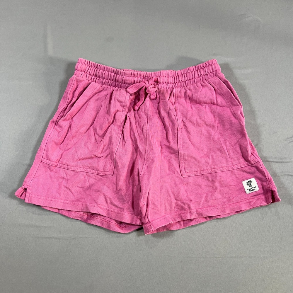 Bass Pro Shops Lounge Shorts Women Small Pink Cotton Elastic Waistband Side Slit